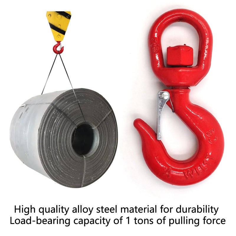 FlixGrdy (2 Pack) 1 Tons Lifting Swivel Hook with Safety Latch 3/4'' and 2200 lbs Load Capacity, Heavy Duty Swivel Lifting Hook for Lifting - Image 4